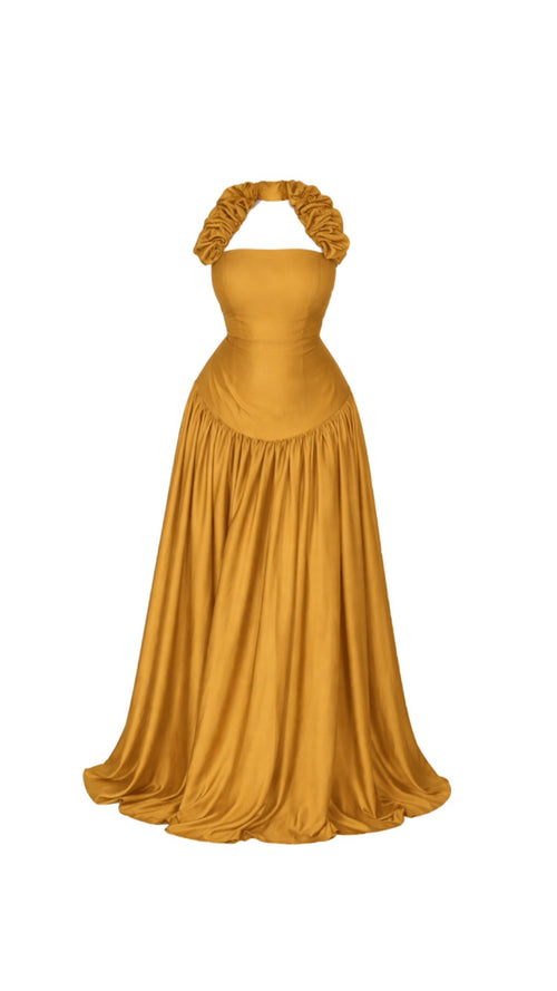 AURORA GOWN IN MUSTARD